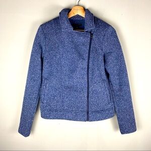 Banana Republic:‎ Moto Sweater Tweed Jacket Off Center Zipper Full Zip Up Small